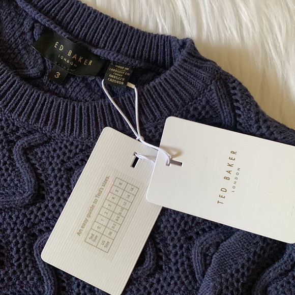 Ted Baker London Romanu Cotton Blend Pointelle Sweater Size 3 - Picture 6 of 16